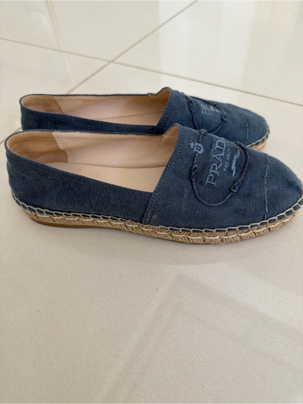 Prada Navy Canvas Espadrille Flats - Picture 2 of 5